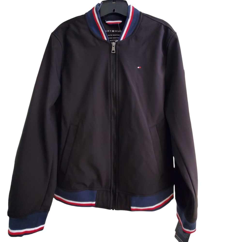 Men's Water Wind Resistant Breathable Black Bomber Jacket Pockets